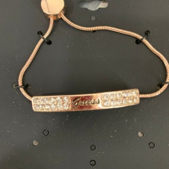 Guess Logo Rose-Gold Rhinestone Sliding Bracelet - Picture 2 of 3
